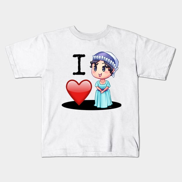 I Love Jane Austen Kids T-Shirt by pembertea